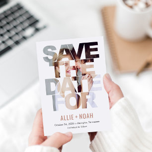 Carte De Remerciements Chic Peek EDITABLE COLOR Save The Date Card