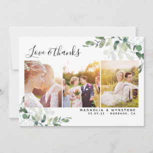 Carte De Remerciements Chic Photo Mariage Eucalyptus