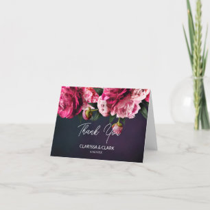 Carte De Remerciements Chic Pink Couples Nom et date Mariage
