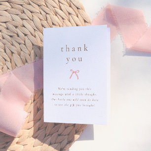 Carte De Remerciements Chic rose Aquarelle Bow Girl Baby shower