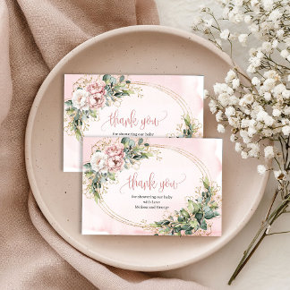 Carte De Remerciements Chic Rose Gold Floral Greenery Thank You Card