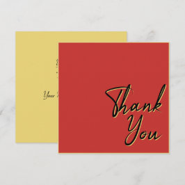 Carte De Remerciements Chic Simple Gold Red et Black Text
