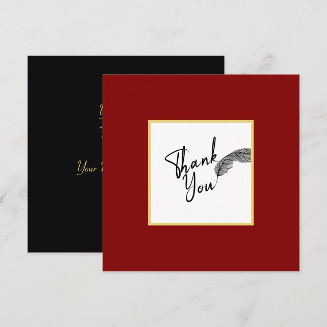 Carte De Remerciements Chic Simple Red Gold et Black Text (Devant / Derrière)