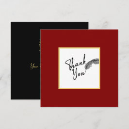 Carte De Remerciements Chic Simple Red Gold et Black Text