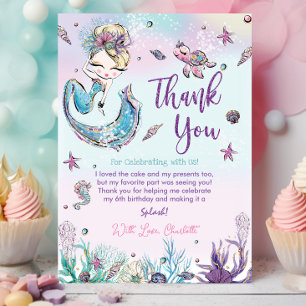 Carte De Remerciements Chic Sirène sous le Baby shower d'anniversaire de 