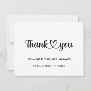 Carte De Remerciements Chic Stylish tendance Fête des mariées Coeur Futur