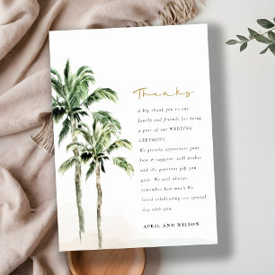 Carte De Remerciements Chic Tropical Beach Palm Trees Mariage aquarelle