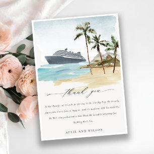 Carte De Remerciements Chic Tropical Seascape Palm Beach Mariage de crois