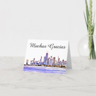 Carte De Remerciements Chicago Skyline Muchas Gracias