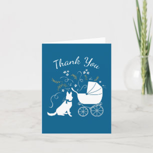Carte De Remerciements Chien allemand Baby shower bleu garçon
