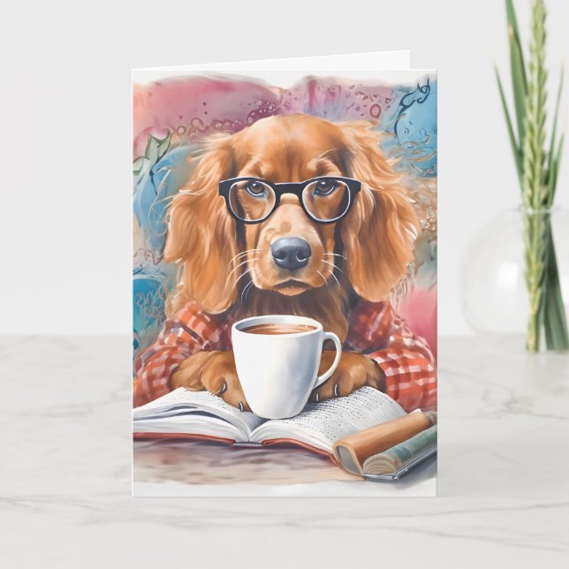 Carte De Remerciements Chien avec une coupe de chocolat chaud (Devant)