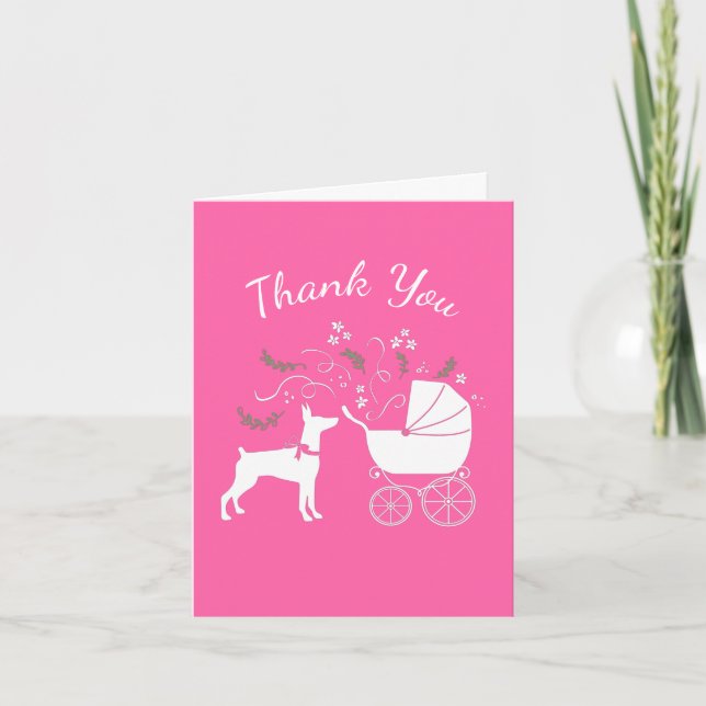 Carte De Remerciements Chien Baby shower Doberman (Devant)