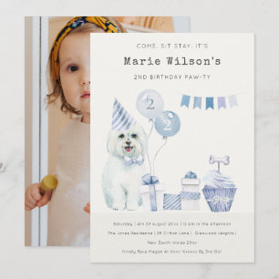 Carte De Remerciements Chien bleu mou n'importe quel âge anniversaire Pho