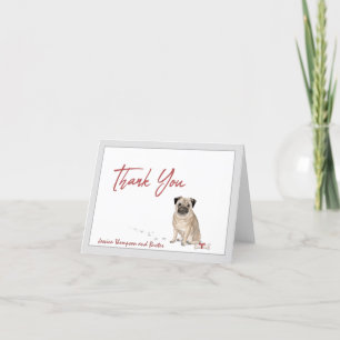 Carte De Remerciements Chien de Carlin mignon personnalisé avec os et rub
