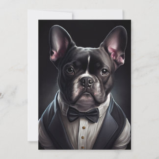 Carte De Remerciements Chien de taureau français portant Tuxedo