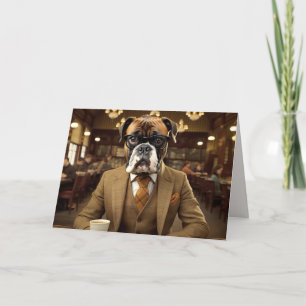 Carte De Remerciements Chien mignon en costume Businessman Folk Card