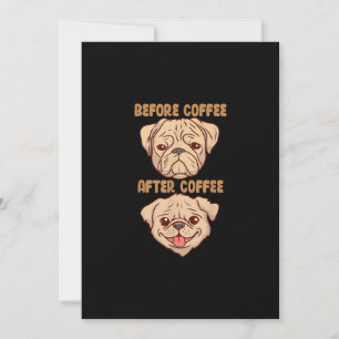 Carte De Remerciements Chien mignonne drôle Carlin humeur avant après le