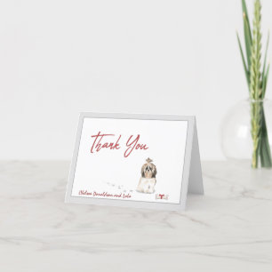 Carte De Remerciements  Chien Tsu Dog Personnalisé Bone Ribbon