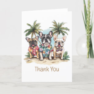 Carte De Remerciements Chiens de taureaux français Mercis portant des che