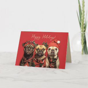 Carte De Remerciements Chiens mignons Fêtant Noël Joyeux Fêtes