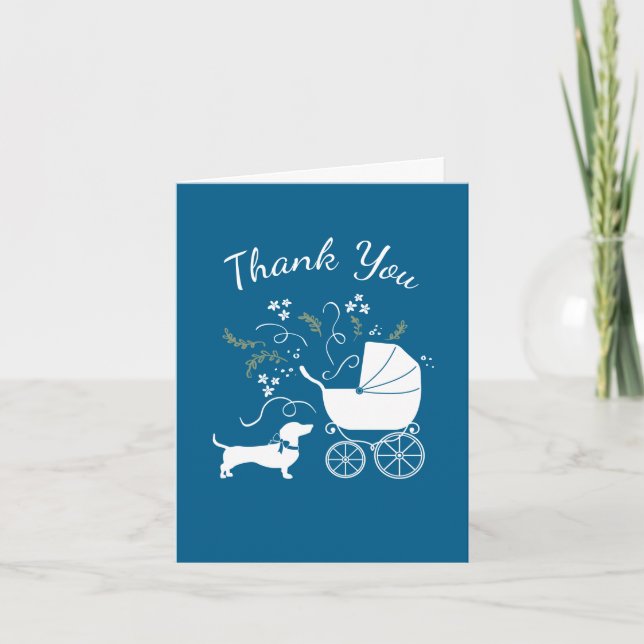 Carte De Remerciements Chihuahua Baby shower Blue Boy (Devant)