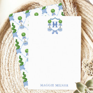 Carte De Remerciements Chinoiserie Aquarelle Bow Topior Monogramme Crest