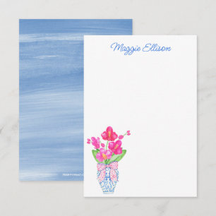 Carte De Remerciements Chinoiserie Aquarelle Ginger Jar Orchidées