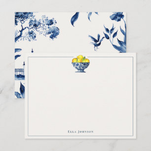 Carte De Remerciements Chinoiserie bleu et blanc