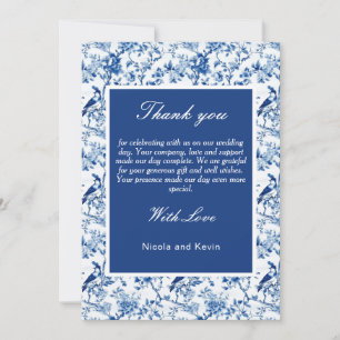 Carte De Remerciements Chinoiserie Blue Birds and Flowers Mariage