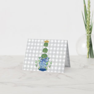 Carte De Remerciements Chinoiserie Blue Ginger Jar topiary