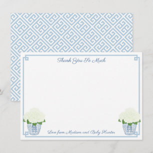 Carte De Remerciements Chinoiserie Chic Blanc Hydrangeas Baby shower garç