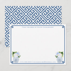 Carte De Remerciements Chinoiserie Chic Bleu Vert Clé grecque personnalis