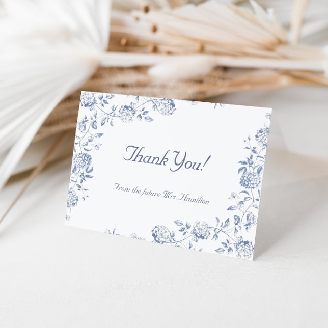 Carte De Remerciements Chinoiserie Floral Quelque Chose de Bleu (Créateur téléchargé)