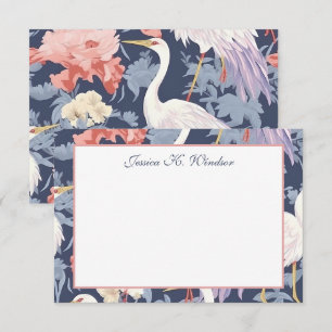 Carte De Remerciements Chinoiserie Marine Aiguille florale Personnalisée