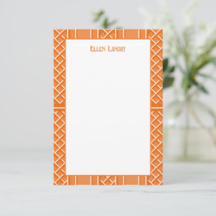 Carte De Remerciements Chinoiserie orange et blanche Motif Bamboo
