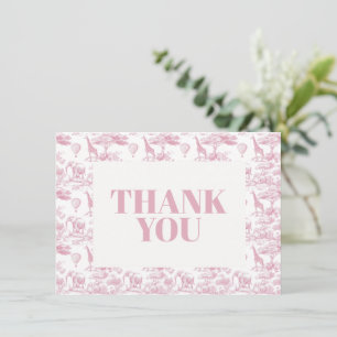 Carte De Remerciements Chinoiserie rose Baby shower Toile de Jouy