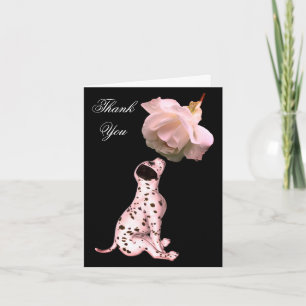 Carte De Remerciements Chiot dalmate Et Rose Blanche