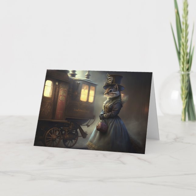 Carte De Remerciements Chipmunk victorien Steampunk (Devant)