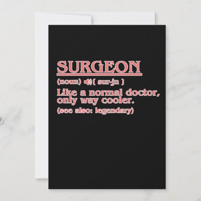 Carte De Remerciements Chirurgie Définition Chirurgie Docteur Médicale Ne (Devant)