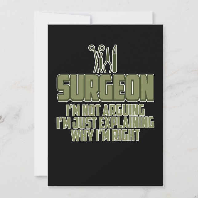 Carte De Remerciements Chirurgien J'ai toujours raison Chirurgie Docteur  (Devant)