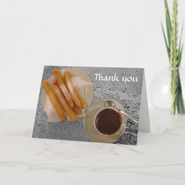 Carte De Remerciements Chocolat chaud et chocolat y Churros de Churros- (Devant)