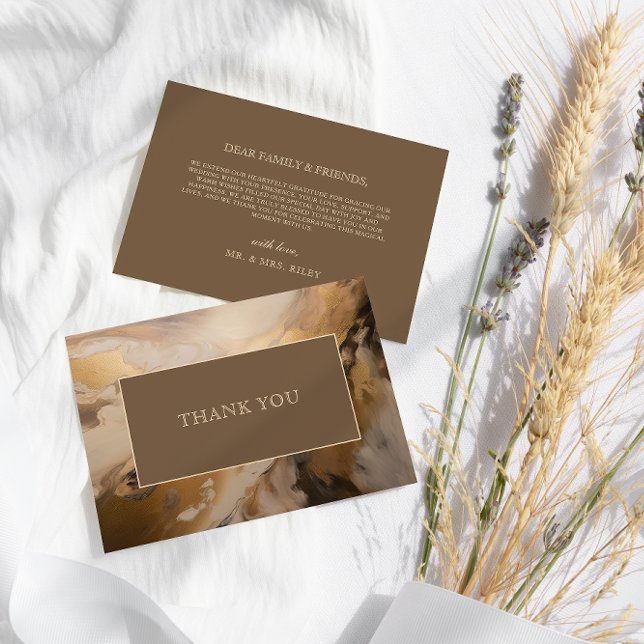 Carte De Remerciements Chocolat d'or moderne Mariage d'aquarelle artistiq (Créateur téléchargé)