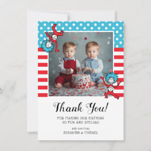 Carte De Remerciements Chose Un Chose Deux Anniversaire de jumeaux