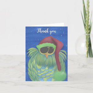 Carte De Remerciements Chouette adorable avec chapeau de Santa