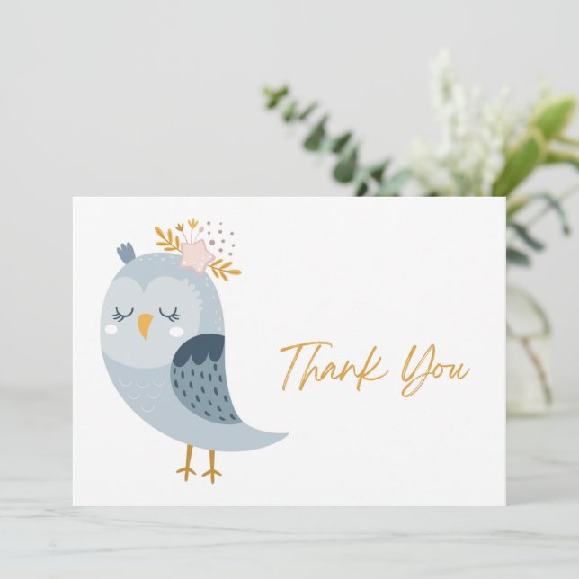 Carte De Remerciements  Chouette Mignonne  (Debout devant)