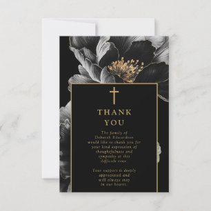 Carte De Remerciements Christian Black Gold Célébration De La Vie Funérai