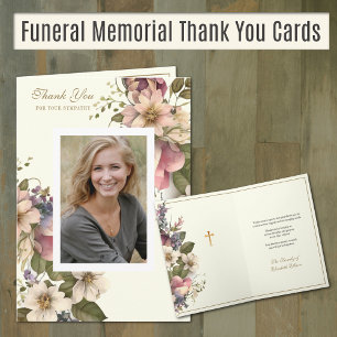 Carte De Remerciements Christian Condolence Floral Photo Appréciation