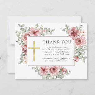 Carte De Remerciements Christian Funeral Roses Floral