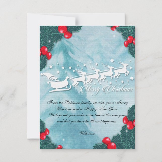 Carte De Remerciements Christmas Card With Santa's Reindeer (Devant)