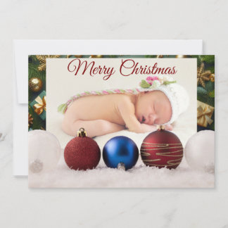 Carte De Remerciements Christmas Greeting With Beautiful Baby